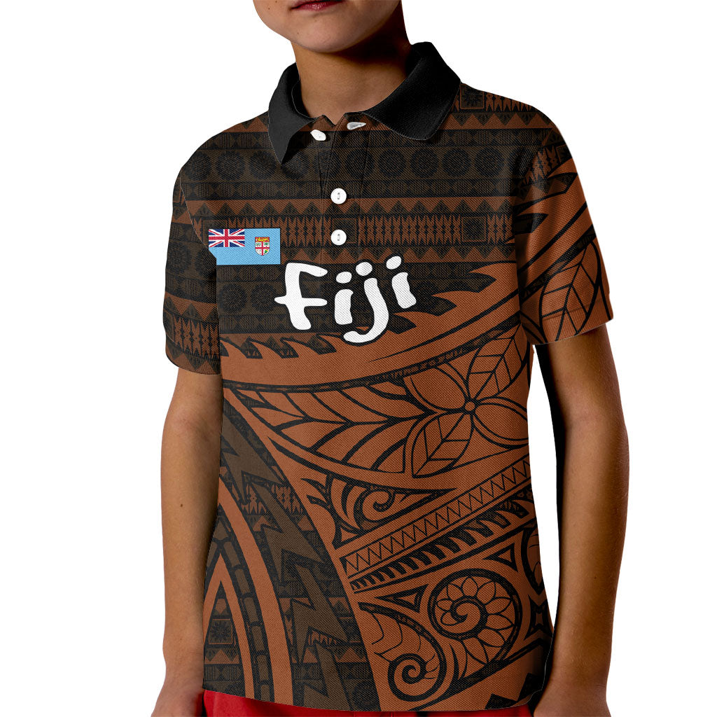 Straight Outta Kadavu Fiji Kid Polo Shirt Tribal Polynesian Tattoo Coat Of Arms Flag