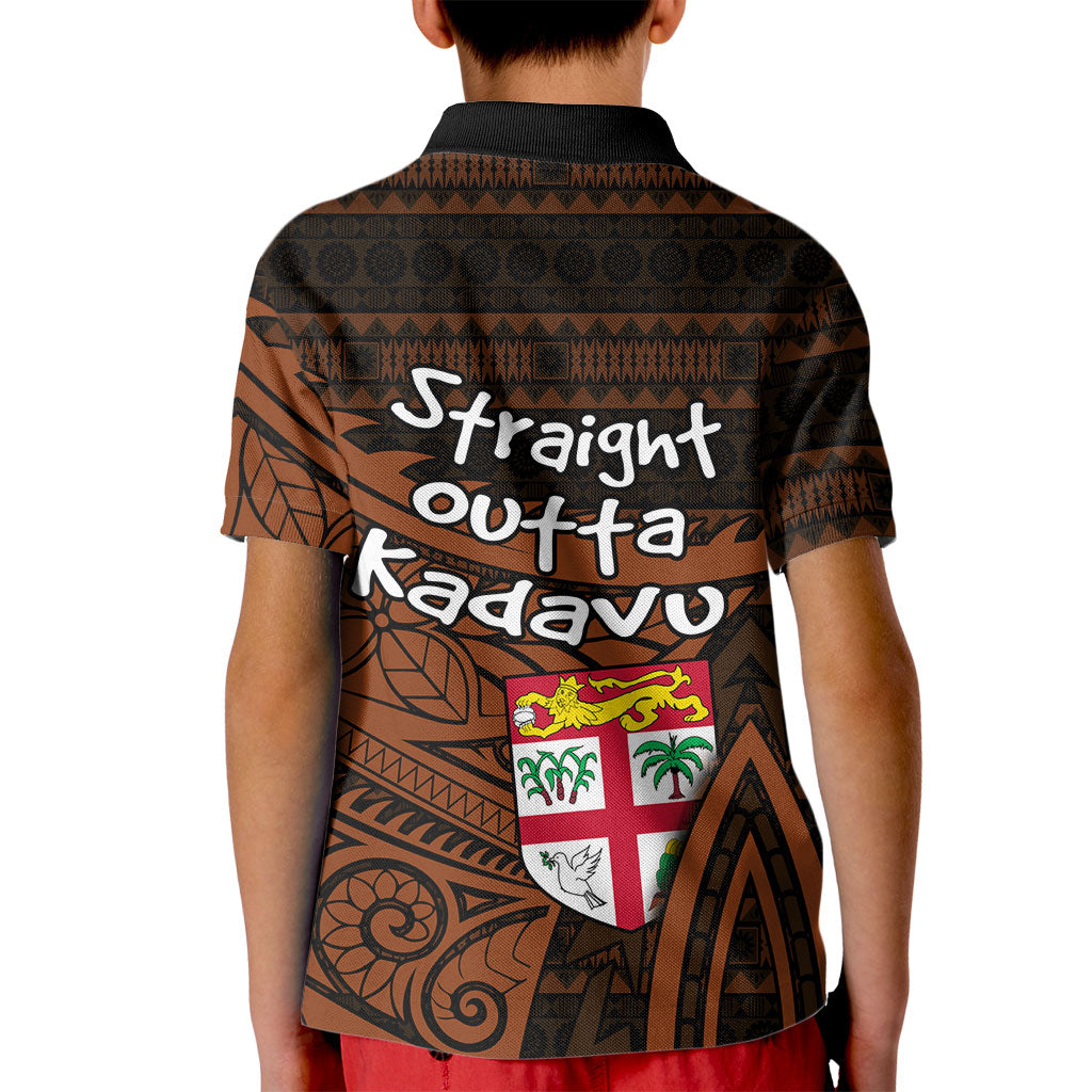 Straight Outta Kadavu Fiji Kid Polo Shirt Tribal Polynesian Tattoo Coat Of Arms Flag TS04 - Polynesian Pride
