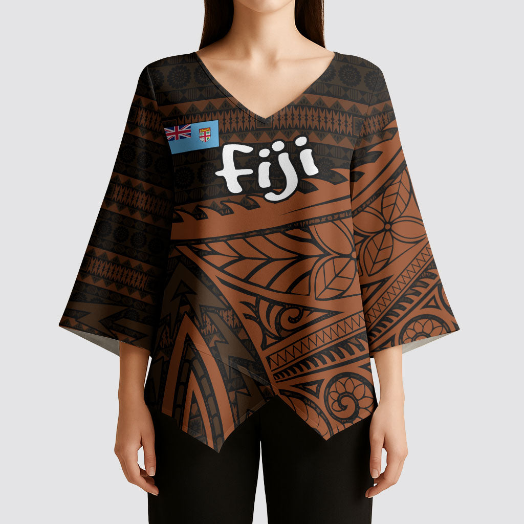 Straight Outta Kadavu Fiji Kimono Sleeve Blouse Tribal Polynesian Tattoo Coat Of Arms Flag TS04 - Polynesian Pride
