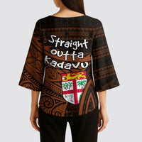 Straight Outta Kadavu Fiji Kimono Sleeve Blouse Tribal Polynesian Tattoo Coat Of Arms Flag TS04 - Polynesian Pride