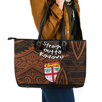 Straight Outta Kadavu Fiji Leather Tote Bag Tribal Polynesian Tattoo Coat Of Arms Flag TS04 - Polynesian Pride