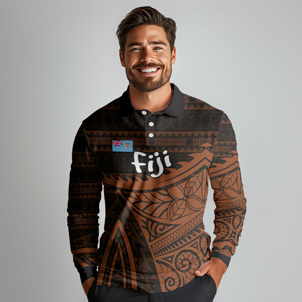 Straight Outta Kadavu Fiji Long Sleeve Polo Shirt Tribal Polynesian Tattoo Coat Of Arms Flag TS04 - Polynesian Pride