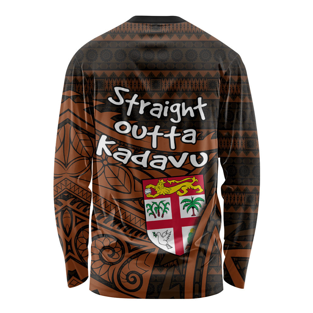 Straight Outta Kadavu Fiji Long Sleeve Shirt Tribal Polynesian Tattoo Coat Of Arms Flag TS04 - Polynesian Pride