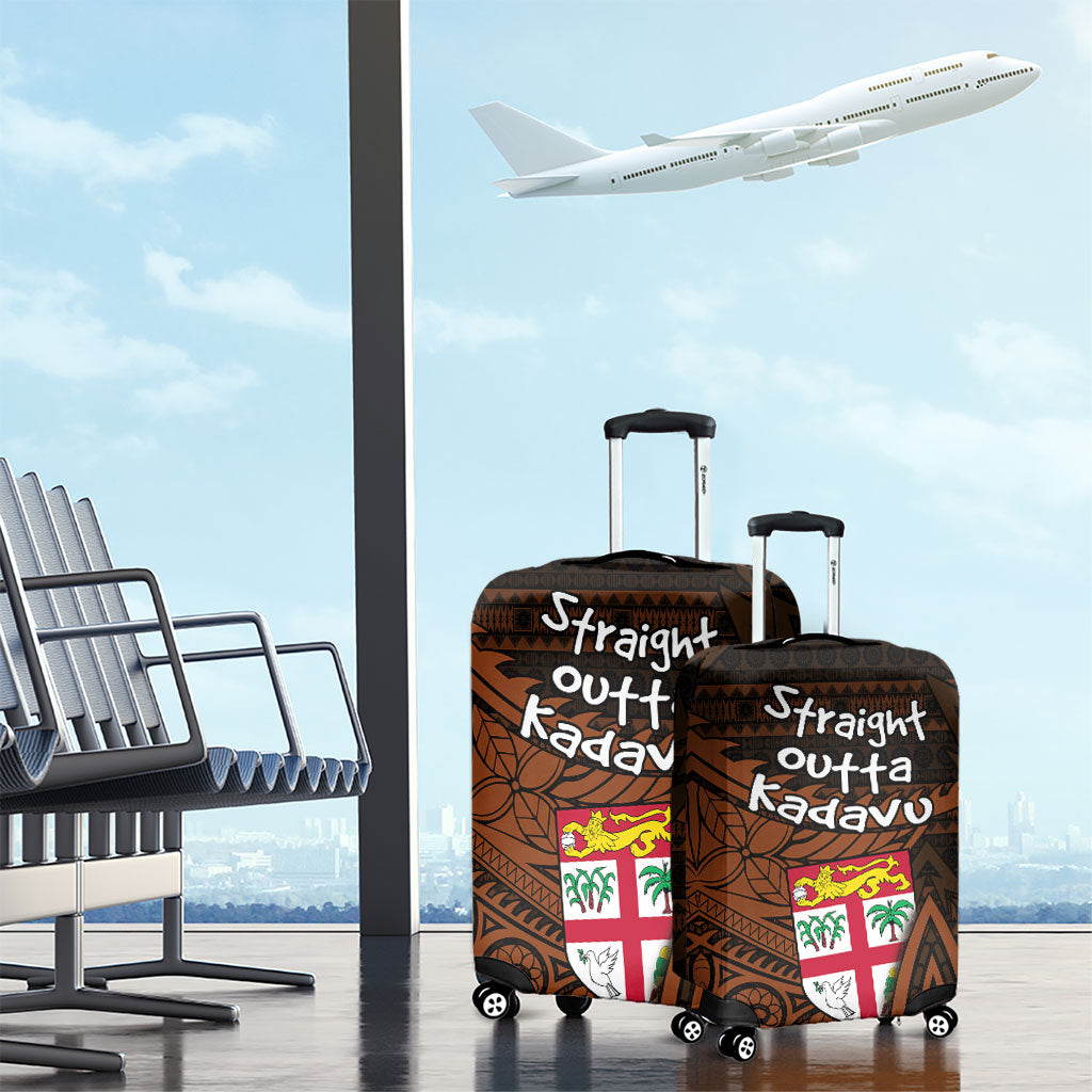 Straight Outta Kadavu Fiji Luggage Cover Tribal Polynesian Tattoo Coat Of Arms Flag TS04 - Polynesian Pride