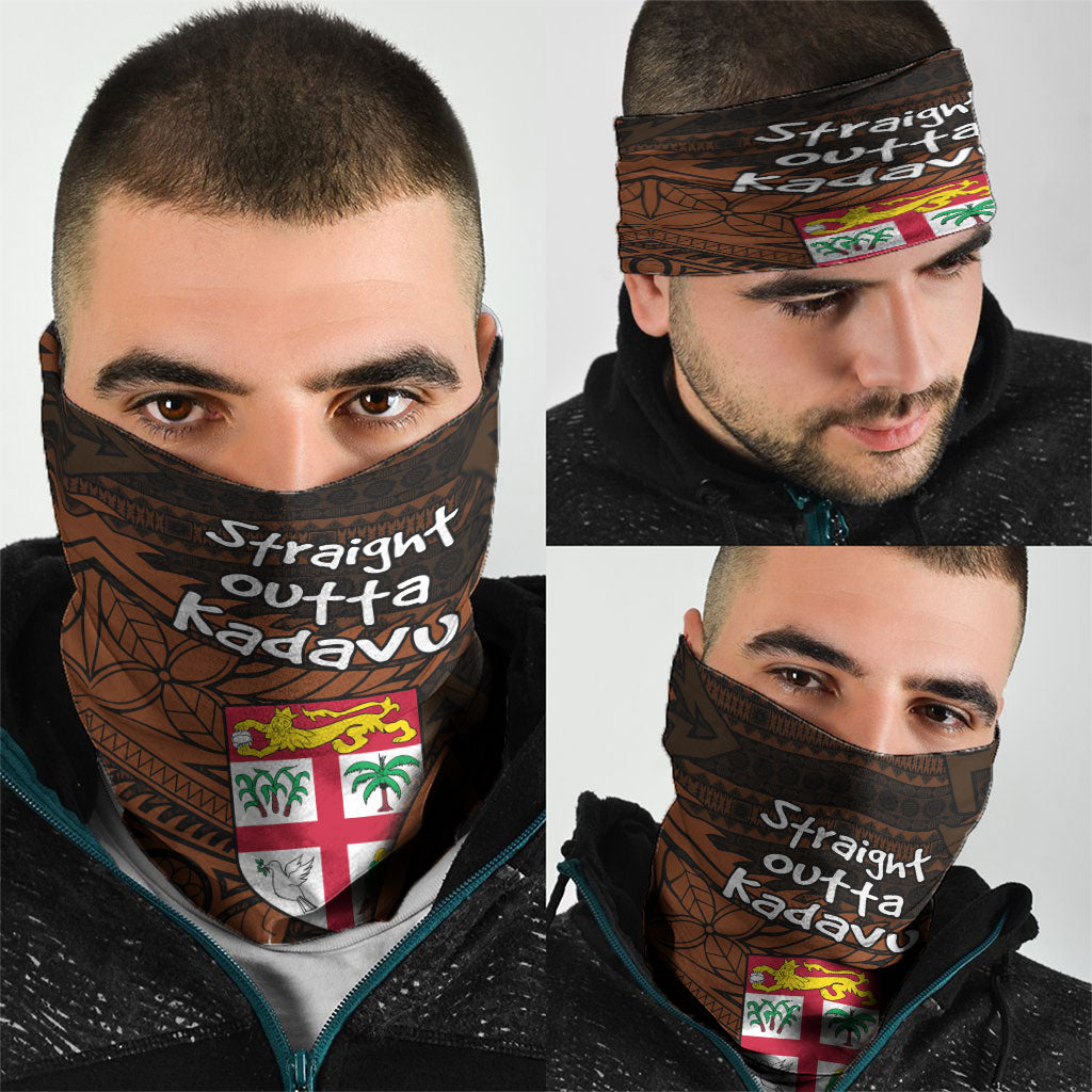 Straight Outta Kadavu Fiji Neck Gaiter Tribal Polynesian Tattoo Coat Of Arms Flag TS04 - Polynesian Pride