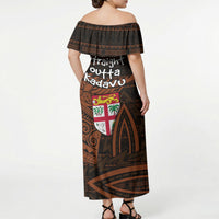 Straight Outta Kadavu Fiji Off Shoulder Maxi Dress Tribal Polynesian Tattoo Coat Of Arms Flag TS04 - Polynesian Pride