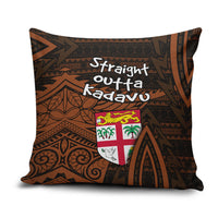 Straight Outta Kadavu Fiji Pillow Cover Tribal Polynesian Tattoo Coat Of Arms Flag TS04 Brown Black - Polynesian Pride