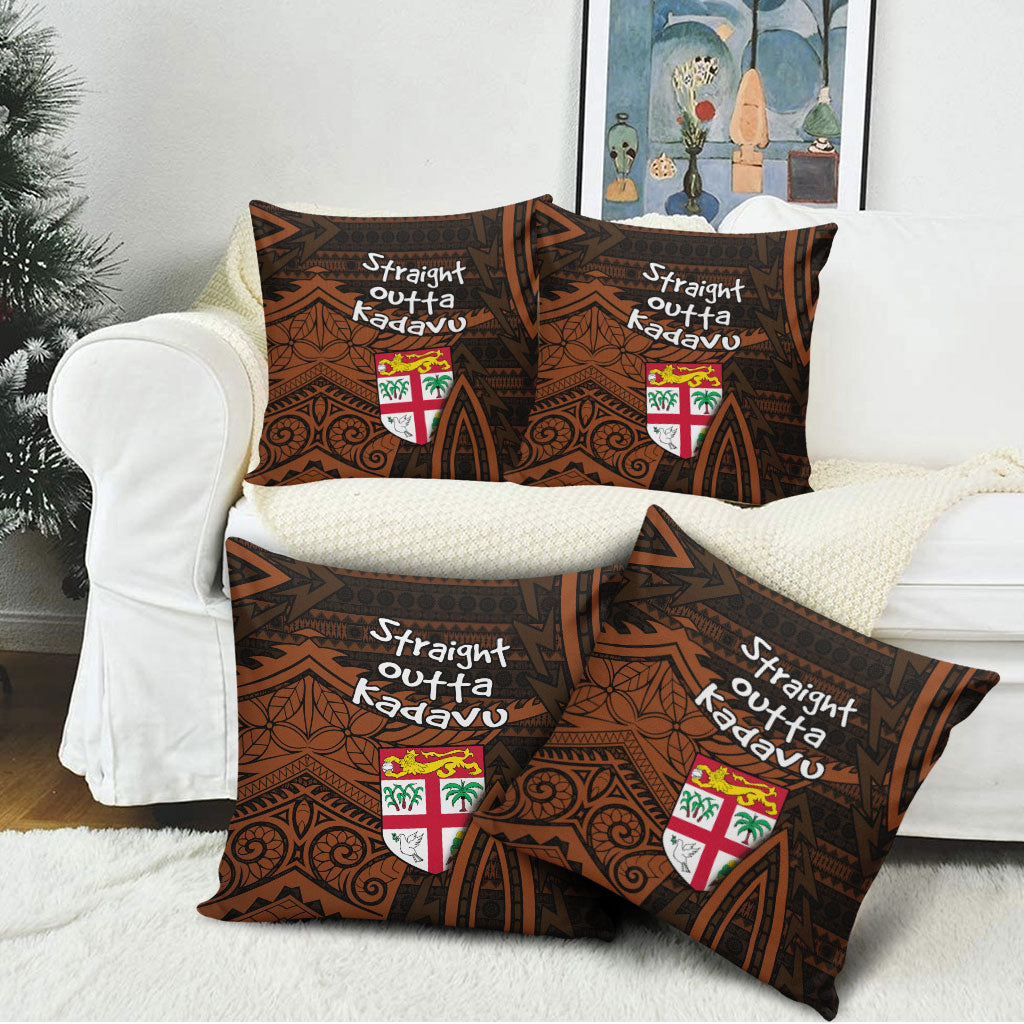 Straight Outta Kadavu Fiji Pillow Cover Tribal Polynesian Tattoo Coat Of Arms Flag TS04 - Polynesian Pride