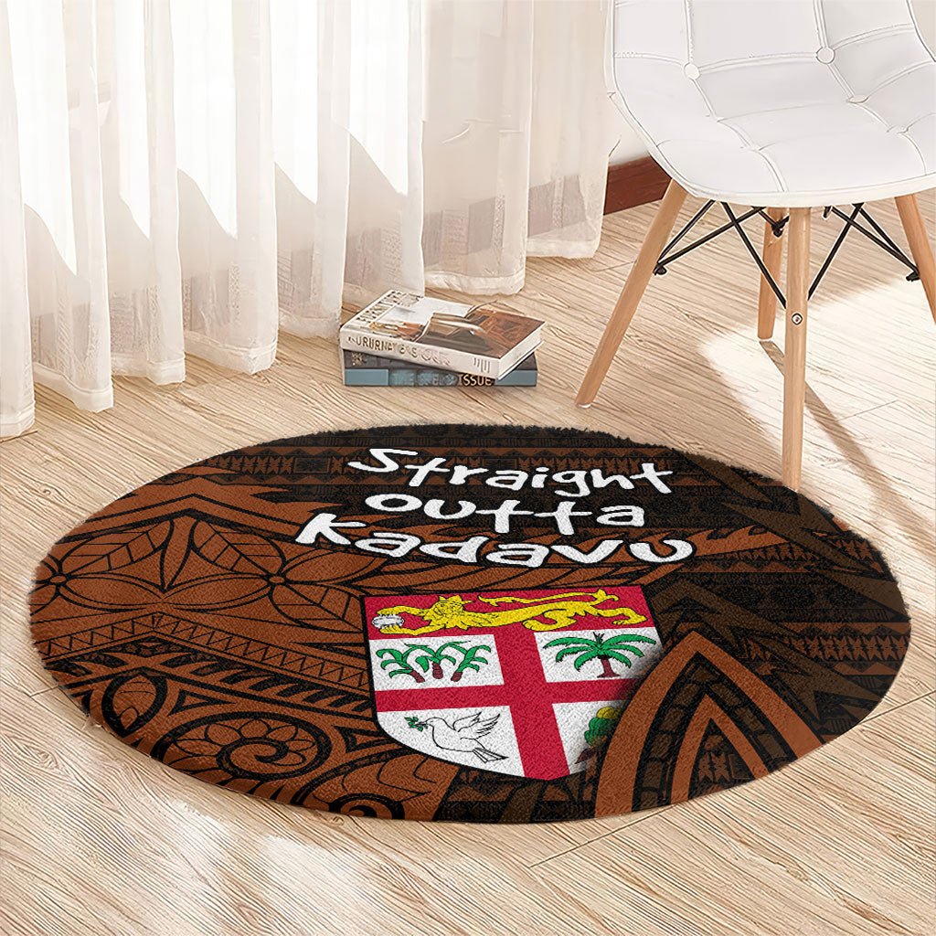 Straight Outta Kadavu Fiji Round Carpet Tribal Polynesian Tattoo Coat Of Arms Flag TS04 - Polynesian Pride