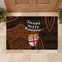 Straight Outta Kadavu Fiji Rubber Doormat Tribal Polynesian Tattoo Coat Of Arms Flag TS04 Brown Black - Polynesian Pride