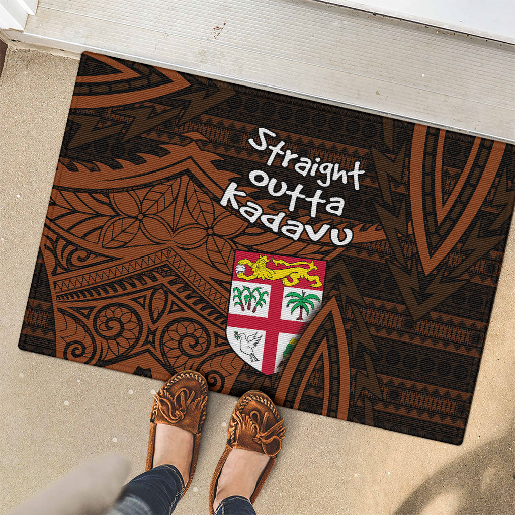 Straight Outta Kadavu Fiji Rubber Doormat Tribal Polynesian Tattoo Coat Of Arms Flag TS04 - Polynesian Pride