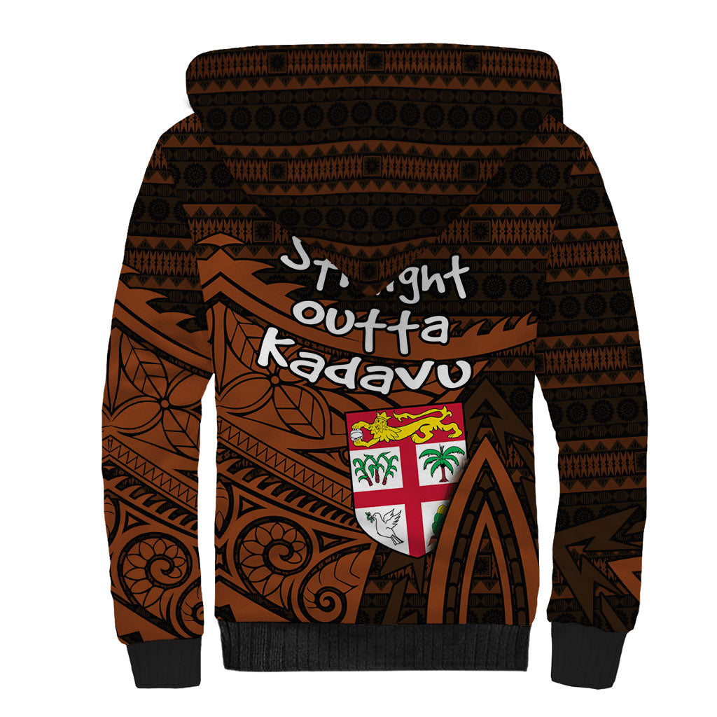 Straight Outta Kadavu Fiji Sherpa Hoodie Tribal Polynesian Tattoo Coat Of Arms Flag TS04 - Polynesian Pride