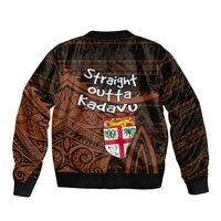 Straight Outta Kadavu Fiji Sleeve Zip Bomber Jacket Tribal Polynesian Tattoo Coat Of Arms Flag TS04 - Polynesian Pride