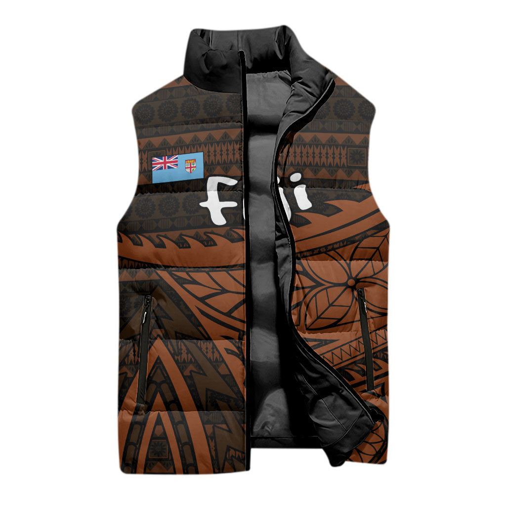 Straight Outta Kadavu Fiji Sleeveless Puffer Jacket Tribal Polynesian Tattoo Coat Of Arms Flag TS04 - Polynesian Pride