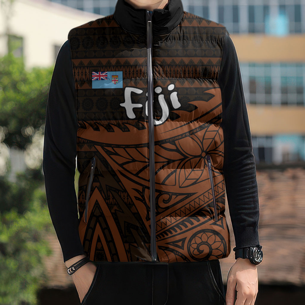Straight Outta Kadavu Fiji Sleeveless Puffer Jacket Tribal Polynesian Tattoo Coat Of Arms Flag TS04 - Polynesian Pride
