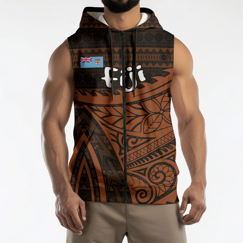 Straight Outta Kadavu Fiji Sleeveless Zip Hoodie Tribal Polynesian Tattoo Coat Of Arms Flag TS04 - Polynesian Pride
