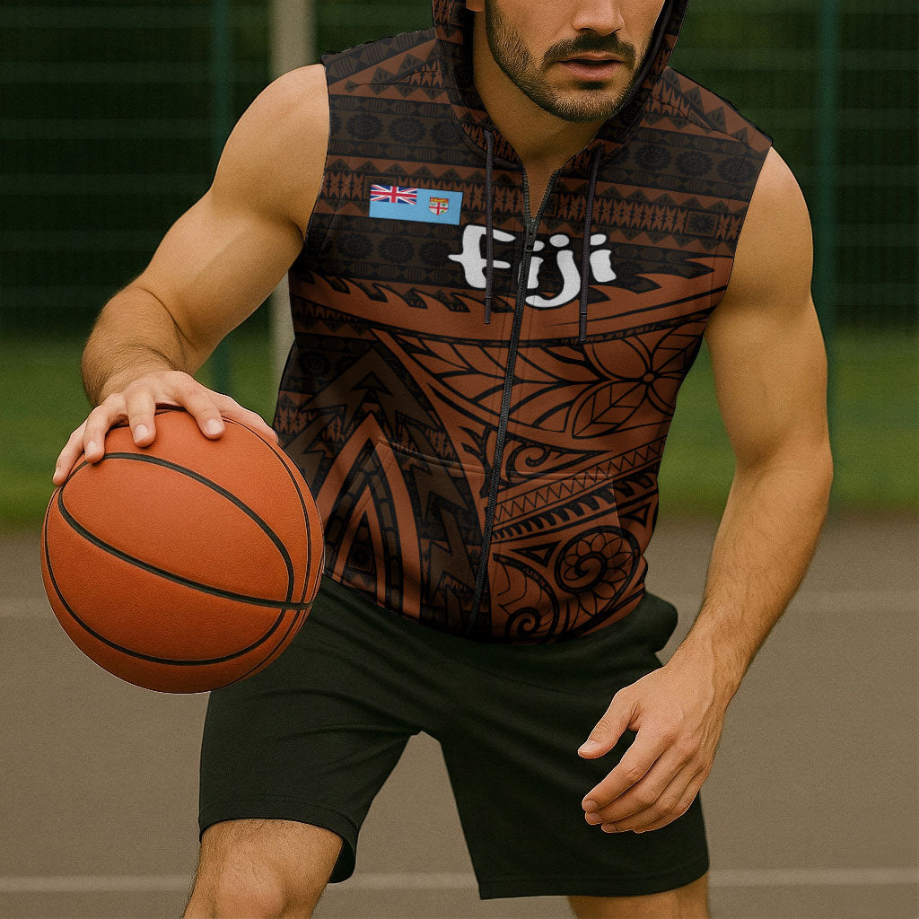 Straight Outta Kadavu Fiji Sleeveless Zip Hoodie Tribal Polynesian Tattoo Coat Of Arms Flag TS04 - Polynesian Pride