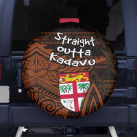 Straight Outta Kadavu Fiji Spare Tire Cover Tribal Polynesian Tattoo Coat Of Arms Flag TS04 No hole Brown Black - Polynesian Pride