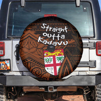Straight Outta Kadavu Fiji Spare Tire Cover Tribal Polynesian Tattoo Coat Of Arms Flag TS04 Brown Black - Polynesian Pride