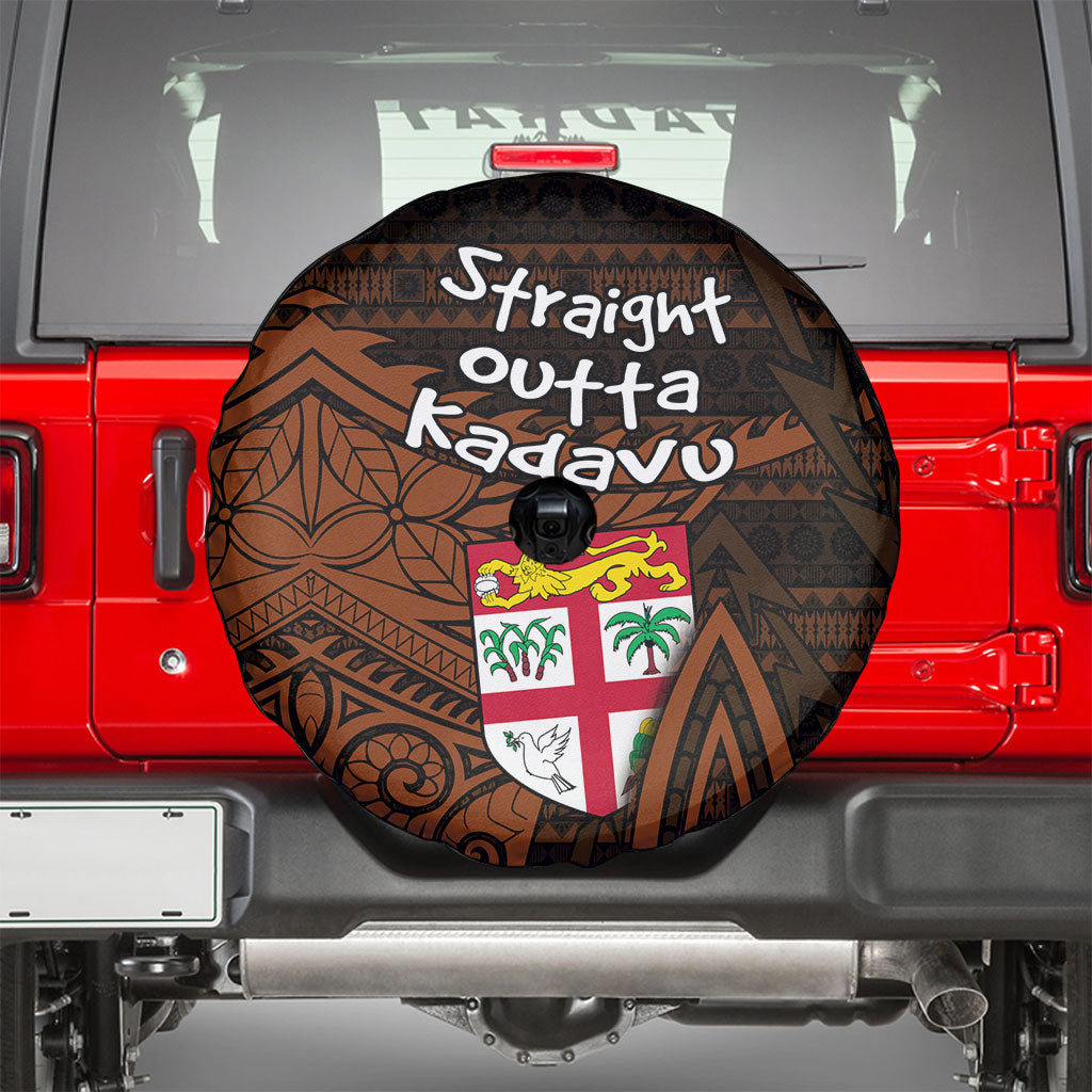 Straight Outta Kadavu Fiji Spare Tire Cover Tribal Polynesian Tattoo Coat Of Arms Flag TS04 - Polynesian Pride