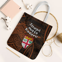 Straight Outta Kadavu Fiji Tote Bag Tribal Polynesian Tattoo Coat Of Arms Flag TS04 White Strap One Size Brown Black - Polynesian Pride