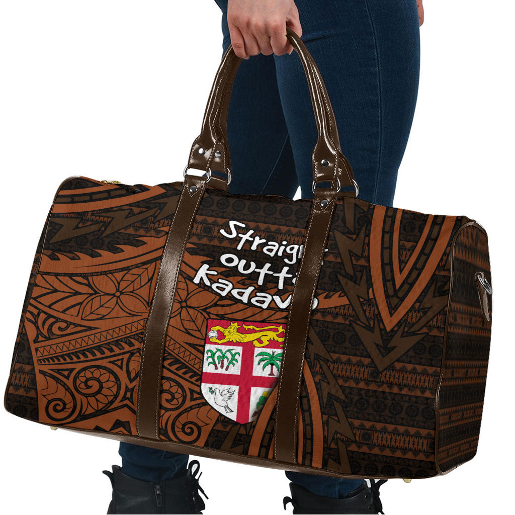 Straight Outta Kadavu Fiji Travel Bag Tribal Polynesian Tattoo Coat Of Arms Flag TS04 - Polynesian Pride