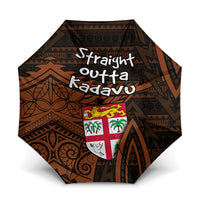 Straight Outta Kadavu Fiji Umbrella Tribal Polynesian Tattoo Coat Of Arms Flag TS04 One Size Folded 11.42 inch Opened Diameter 37.4 inch Brown Black - Polynesian Pride