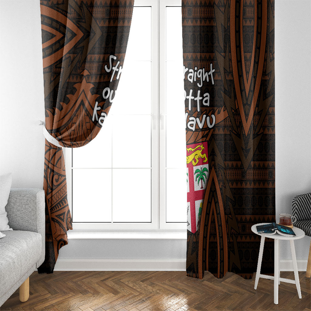 Straight Outta Kadavu Fiji Window Curtain Tribal Polynesian Tattoo Coat Of Arms Flag TS04 - Polynesian Pride