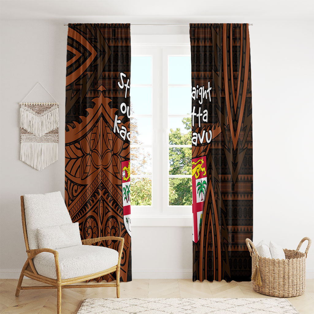 Straight Outta Kadavu Fiji Window Curtain Tribal Polynesian Tattoo Coat Of Arms Flag TS04 - Polynesian Pride