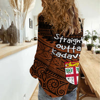 Straight Outta Kadavu Fiji Women Casual Shirt Tribal Polynesian Tattoo Coat Of Arms Flag TS04 - Polynesian Pride