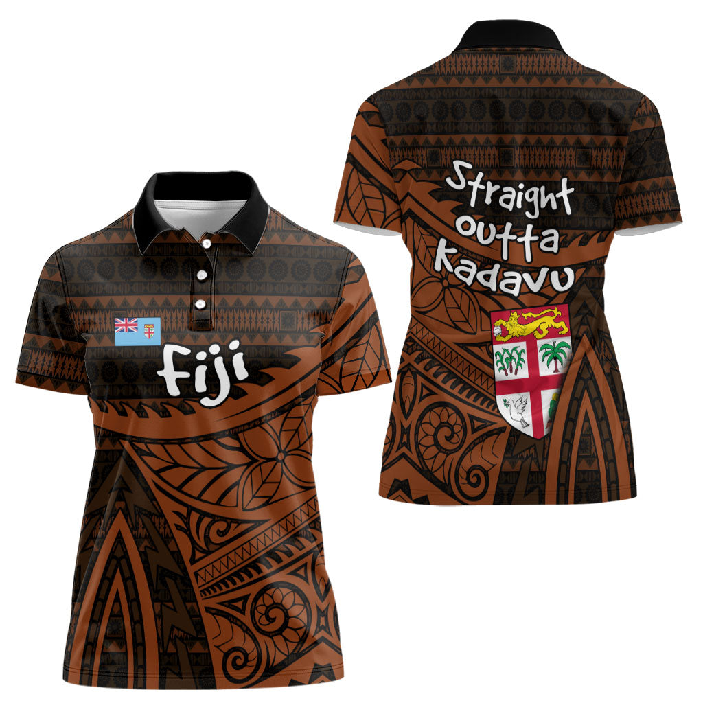 Straight Outta Kadavu Fiji Women Polo Shirt Tribal Polynesian Tattoo Coat Of Arms Flag TS04 - Polynesian Pride