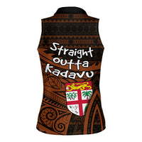 Straight Outta Kadavu Fiji Women Sleeveless Polo Shirt Tribal Polynesian Tattoo Coat Of Arms Flag TS04 - Polynesian Pride