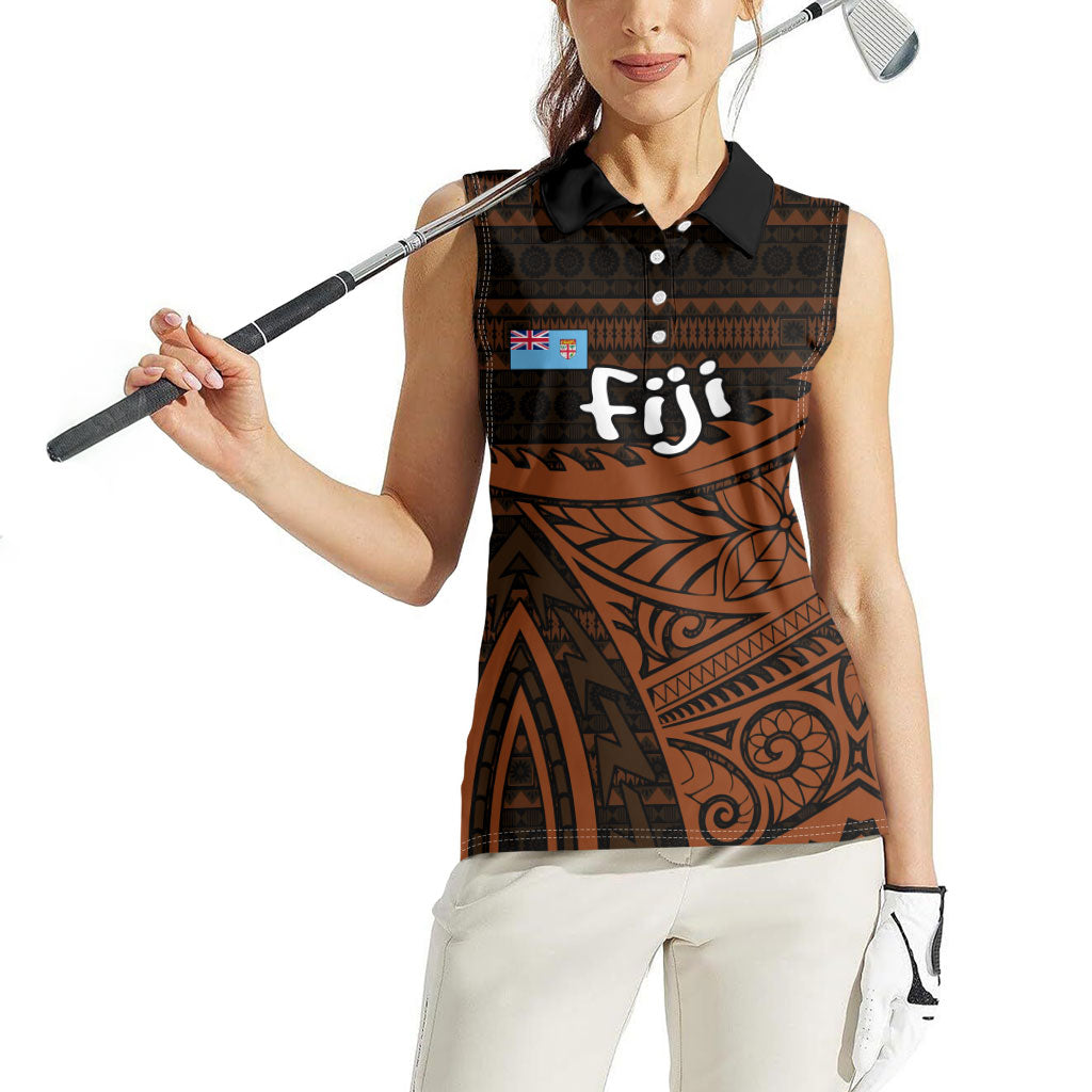 Straight Outta Kadavu Fiji Women Sleeveless Polo Shirt Tribal Polynesian Tattoo Coat Of Arms Flag TS04 - Polynesian Pride