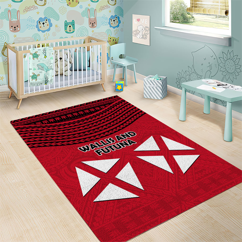 Wallis And Futuna Area Rug Polynesian Tattoo Flag Map TS04 - Polynesian Pride