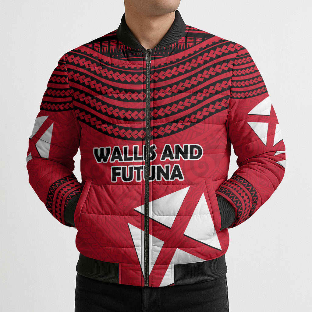 Wallis And Futuna Bomber Puffer Jacket Polynesian Tattoo Flag Map TS04 - Polynesian Pride