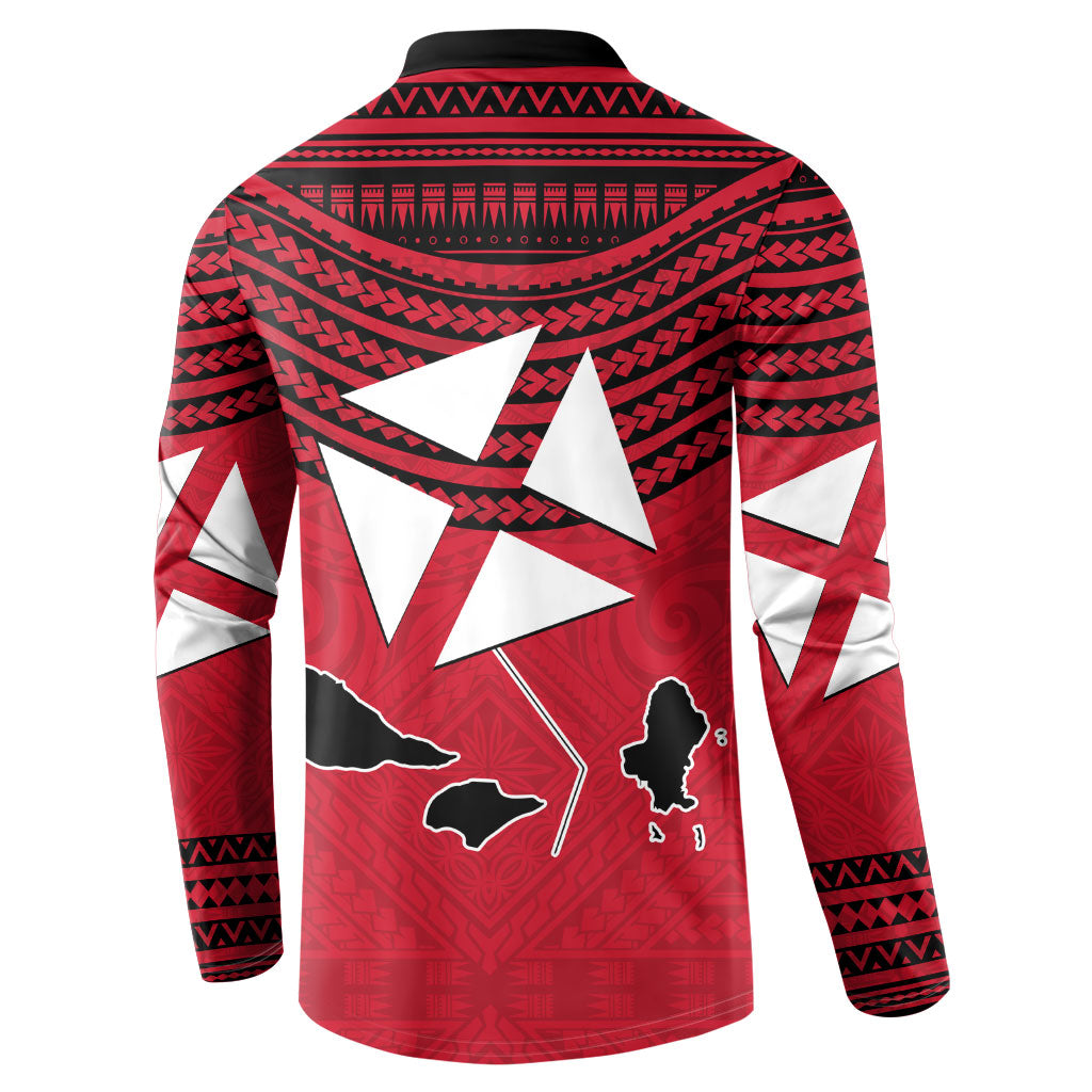 Wallis And Futuna Button Sweatshirt Polynesian Tattoo Flag Map TS04 - Polynesian Pride