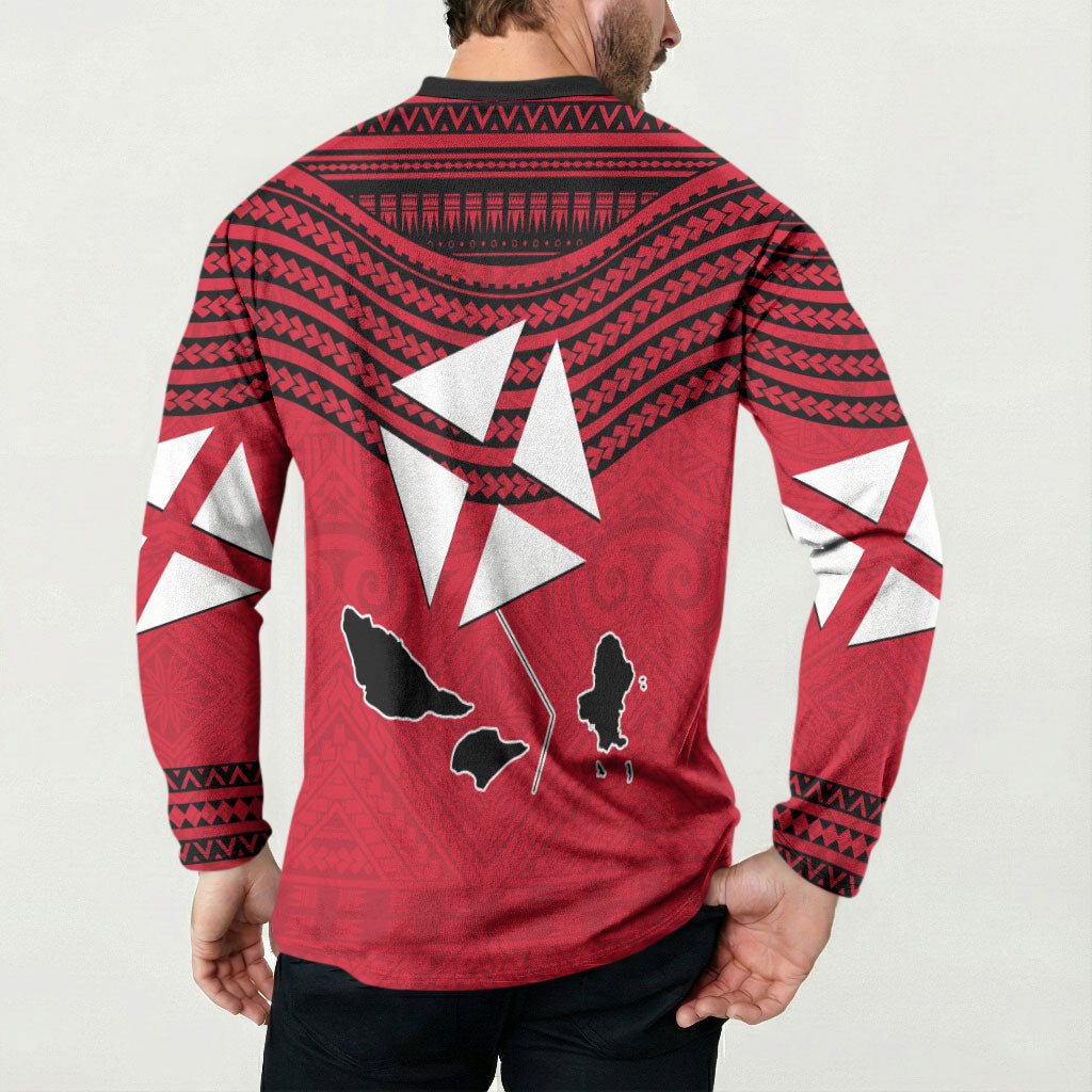 Wallis And Futuna Button Sweatshirt Polynesian Tattoo Flag Map TS04 - Polynesian Pride
