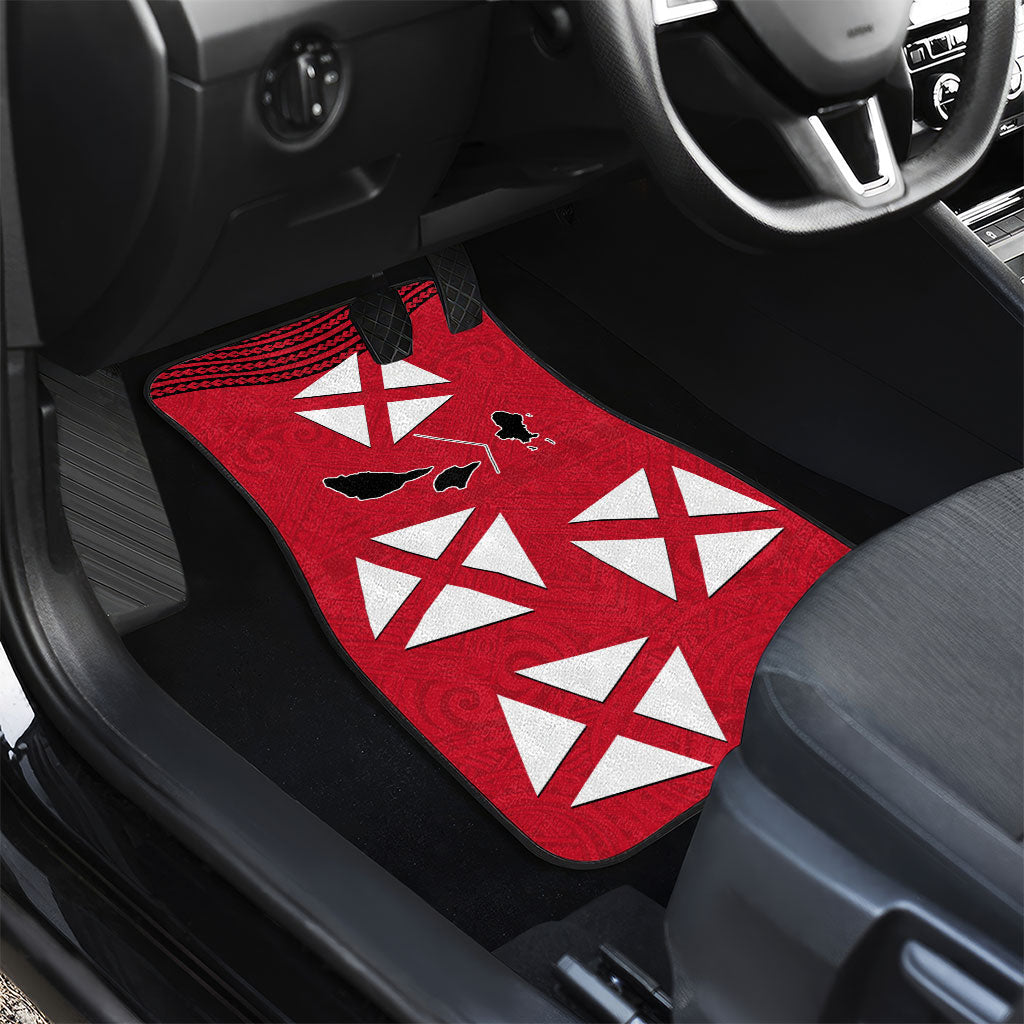 Wallis And Futuna Car Mats Polynesian Tattoo Flag Map TS04 - Polynesian Pride