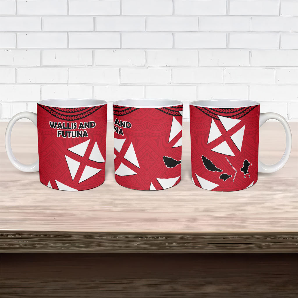 Wallis And Futuna Ceramic Mug Polynesian Tattoo Flag Map TS04 - Polynesian Pride