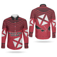 Wallis And Futuna Couples Matching Off Shoulder Maxi Dress and Long Sleeve Button Shirt Polynesian Tattoo Flag Map TS04 - Polynesian Pride