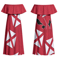 Wallis And Futuna Couples Matching Off Shoulder Maxi Dress and Long Sleeve Button Shirt Polynesian Tattoo Flag Map TS04 - Polynesian Pride