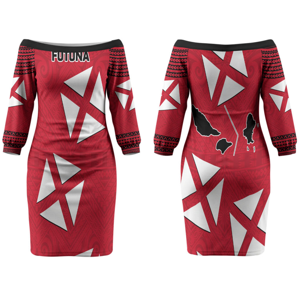 Wallis And Futuna Couples Matching Off The Shoulder Long Sleeve Dress and Hawaiian Shirt Polynesian Tattoo Flag Map TS04 - Polynesian Pride