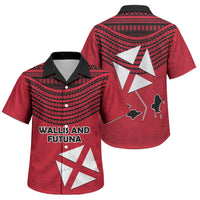 Wallis And Futuna Family Matching Off Shoulder Maxi Dress and Hawaiian Shirt Polynesian Tattoo Flag Map TS04 Son's Shirt Red Black - Polynesian Pride