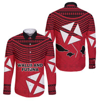 Wallis And Futuna Family Matching Puletasi and Hawaiian Shirt Polynesian Tattoo Flag Map TS04 Dad's Shirt - Long Sleeve Red Black - Polynesian Pride