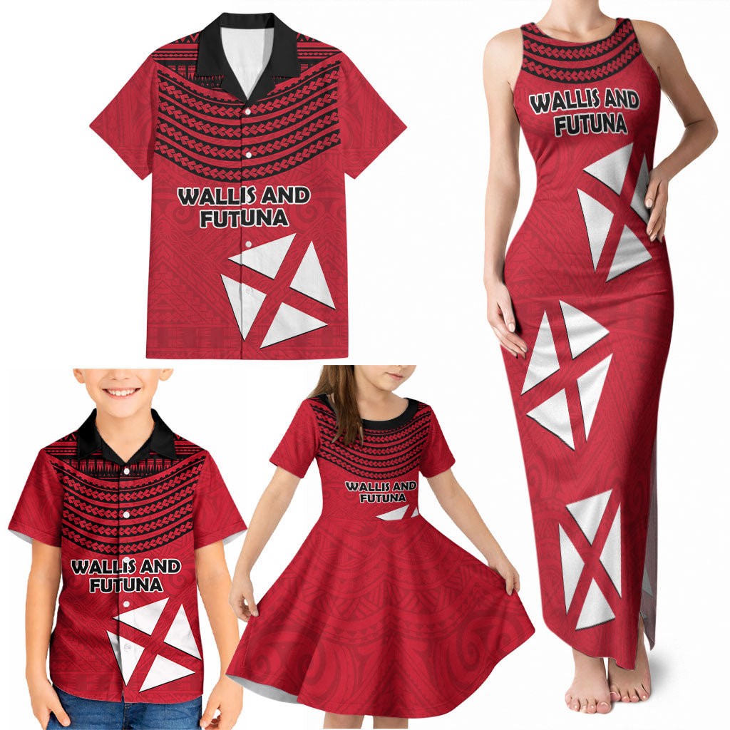 Wallis And Futuna Family Matching Tank Maxi Dress and Hawaiian Shirt Polynesian Tattoo Flag Map TS04 - Polynesian Pride
