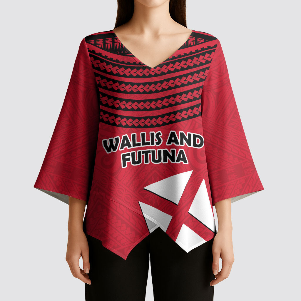 Wallis And Futuna Kimono Sleeve Blouse Polynesian Tattoo Flag Map TS04 - Polynesian Pride
