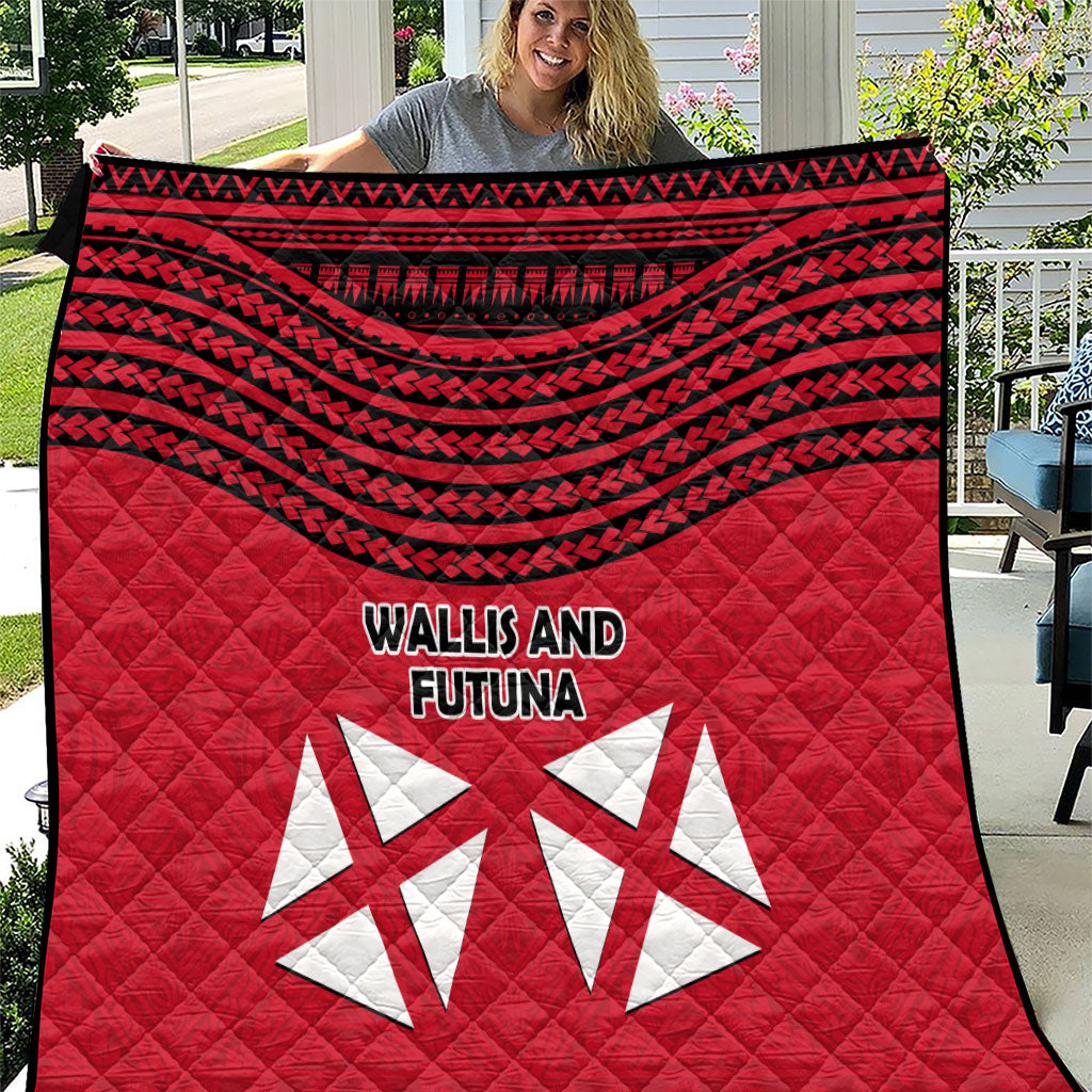 Wallis And Futuna Quilt Polynesian Tattoo Flag Map TS04 Red Black - Polynesian Pride