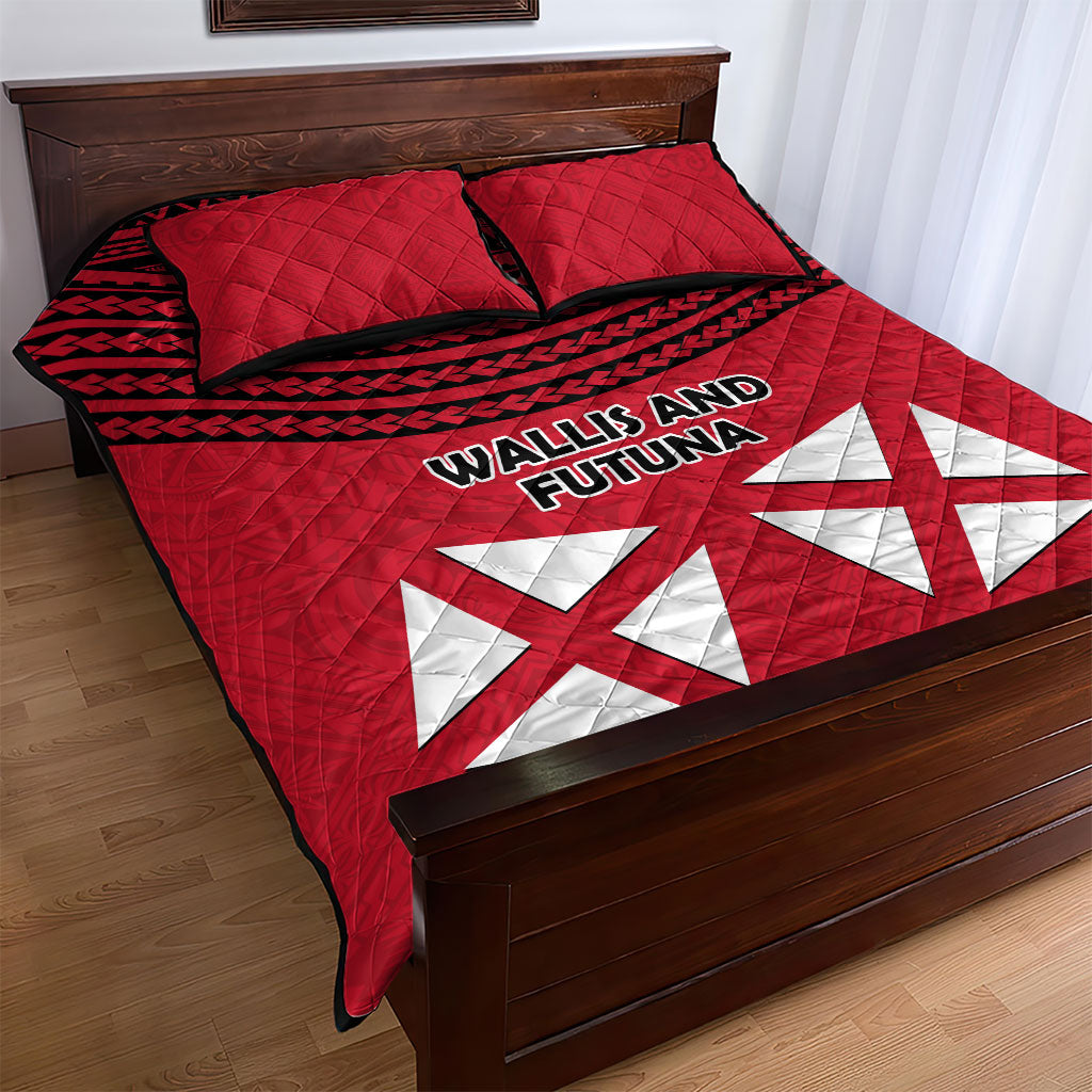 Wallis And Futuna Quilt Bed Set Polynesian Tattoo Flag Map TS04 - Polynesian Pride