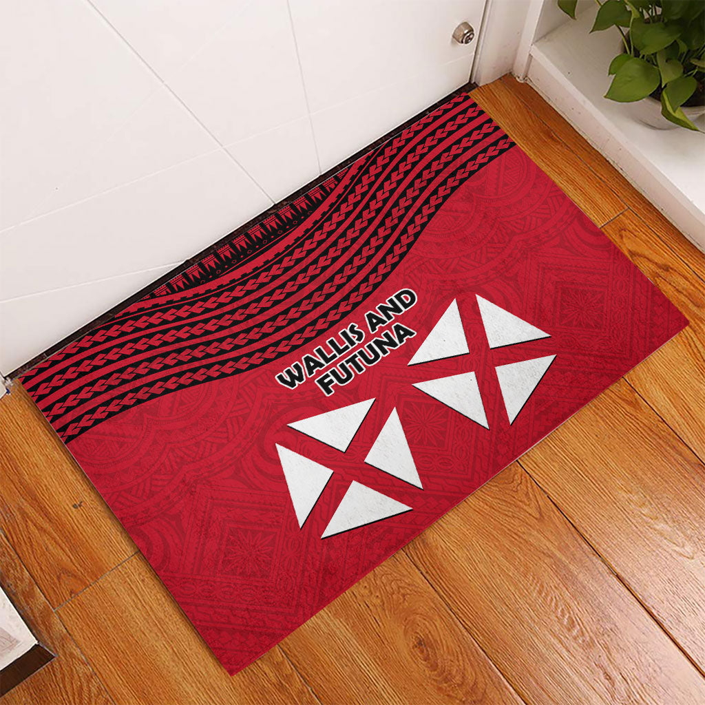Wallis And Futuna Rubber Doormat Polynesian Tattoo Flag Map TS04 - Polynesian Pride