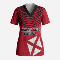 Wallis And Futuna Scrub Top Polynesian Tattoo Flag Map TS04 Adult Red Black - Polynesian Pride